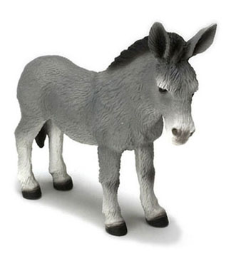 Dollhouse Miniature Standing Donkey, Gray